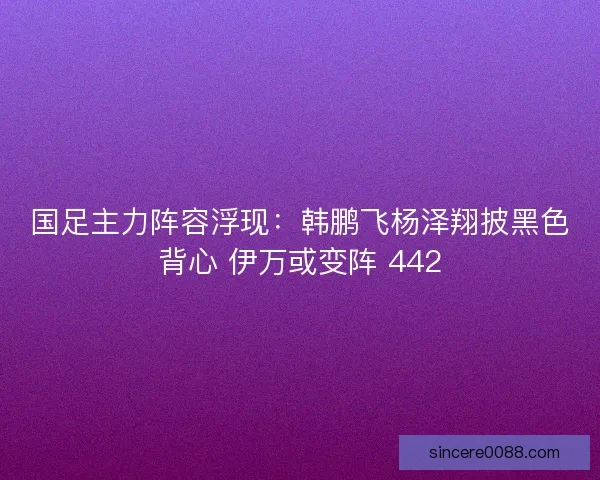 国足主力阵容浮现：韩鹏飞杨泽翔披黑色背心 伊万或变阵 442